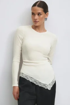 Asymmetric lace detail top