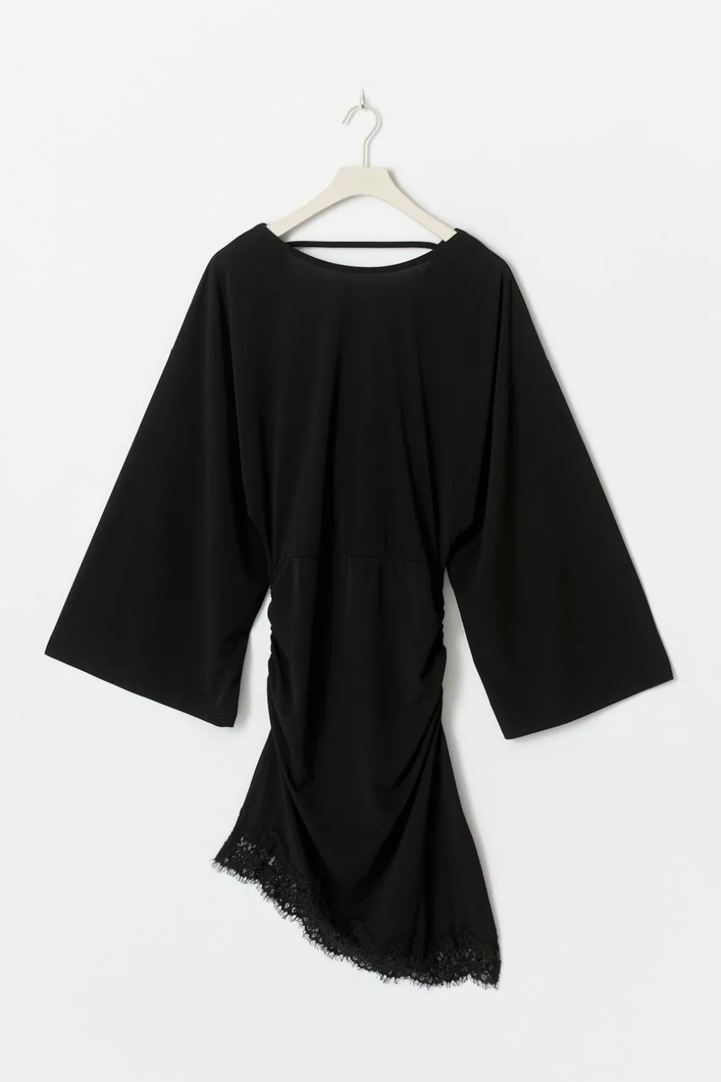 Asymmetric lace mini dress