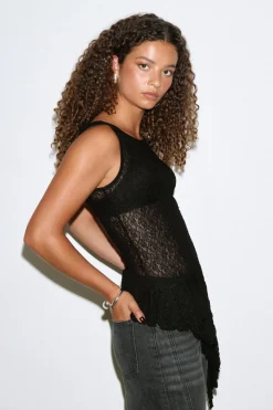 Asymmetric lace top