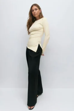 Asymmetric long sleeve top