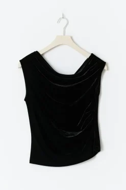 Asymmetric velvet top