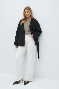 Belted short coat
