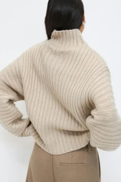 Chunky turtleneck knit sweater