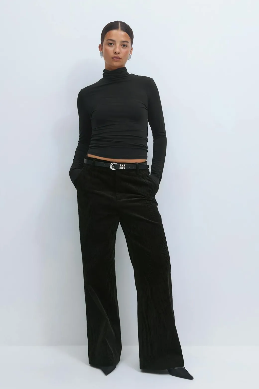 Corduroy high waist trousers