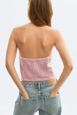 Denim halterneck top