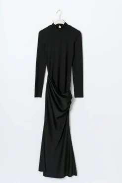 Draped satin maxi dress