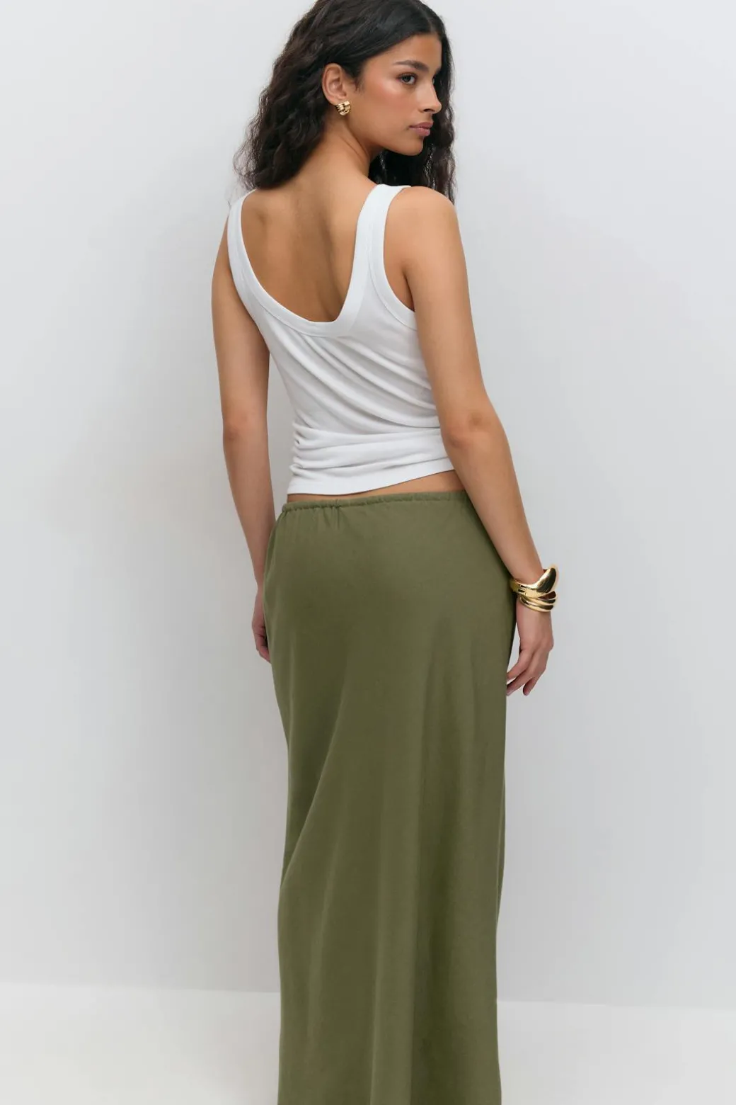 Drawstring maxi skirt