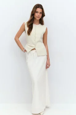Drawstring maxi skirt