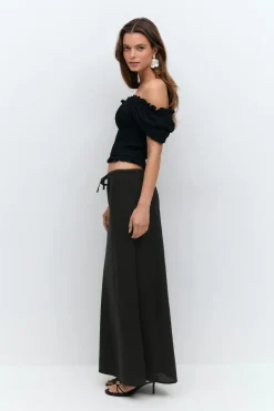 Drawstring maxi skirt