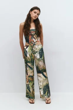 Drawstring satin trousers