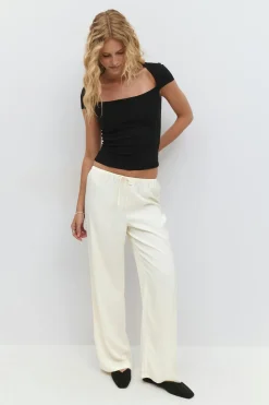 Drawstring satin trousers