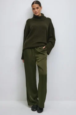 Drawstring satin trousers