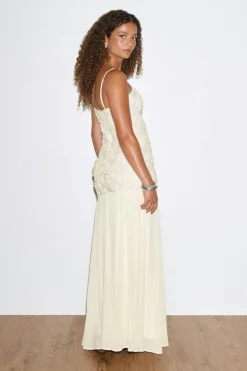 Embroidery dropped waist dress