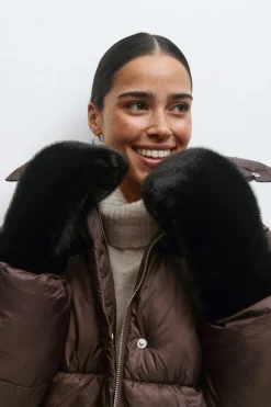 Faux fur mittens