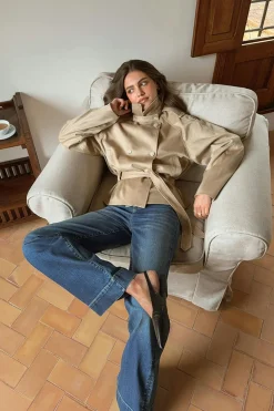 Faux suede belted jacket
