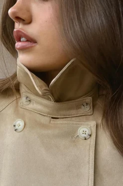 Faux suede belted jacket