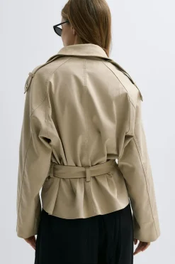 Faux suede belted jacket
