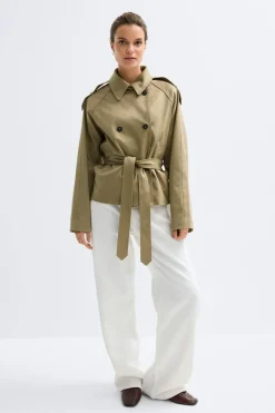Faux suede belted jacket