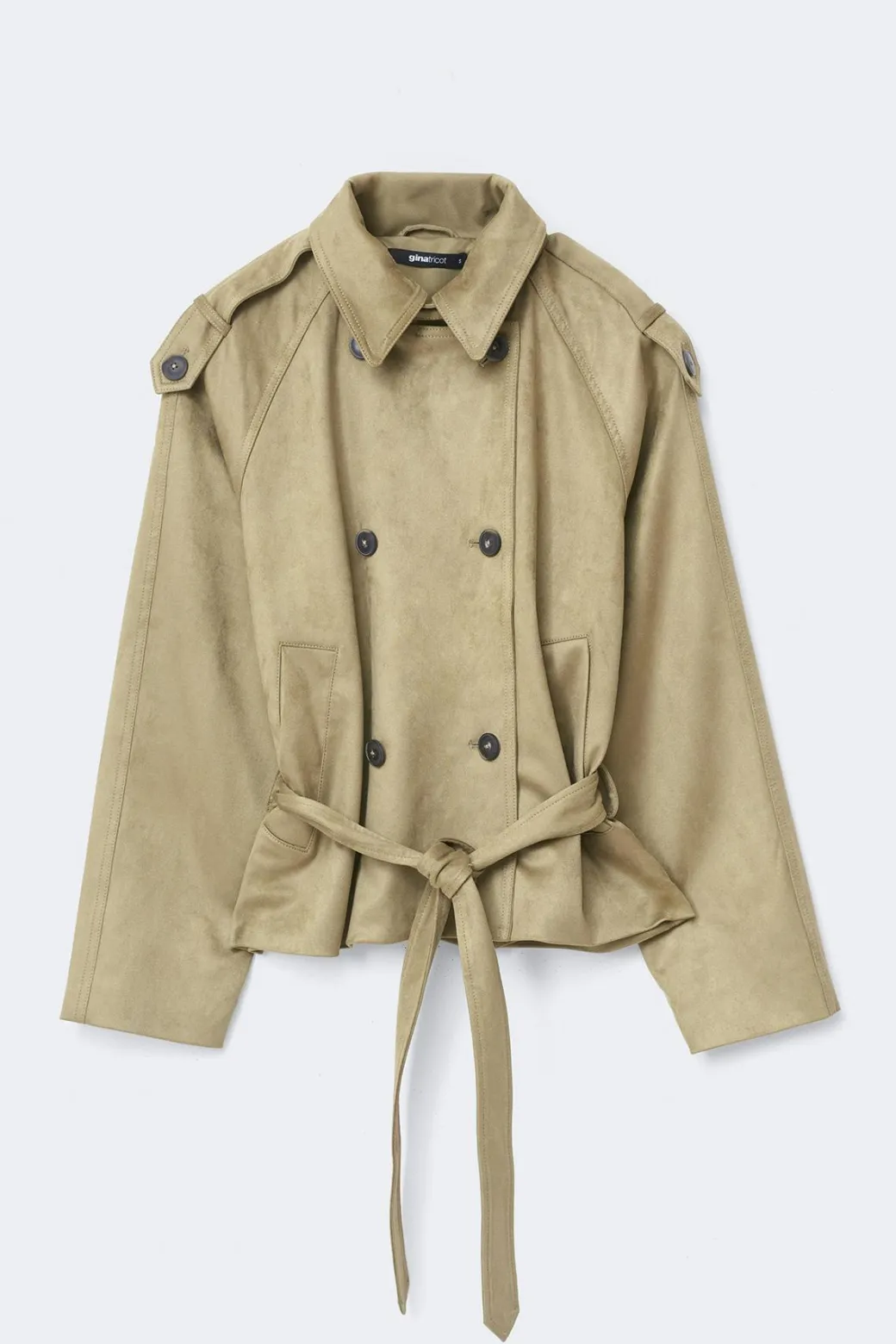 Faux suede belted jacket