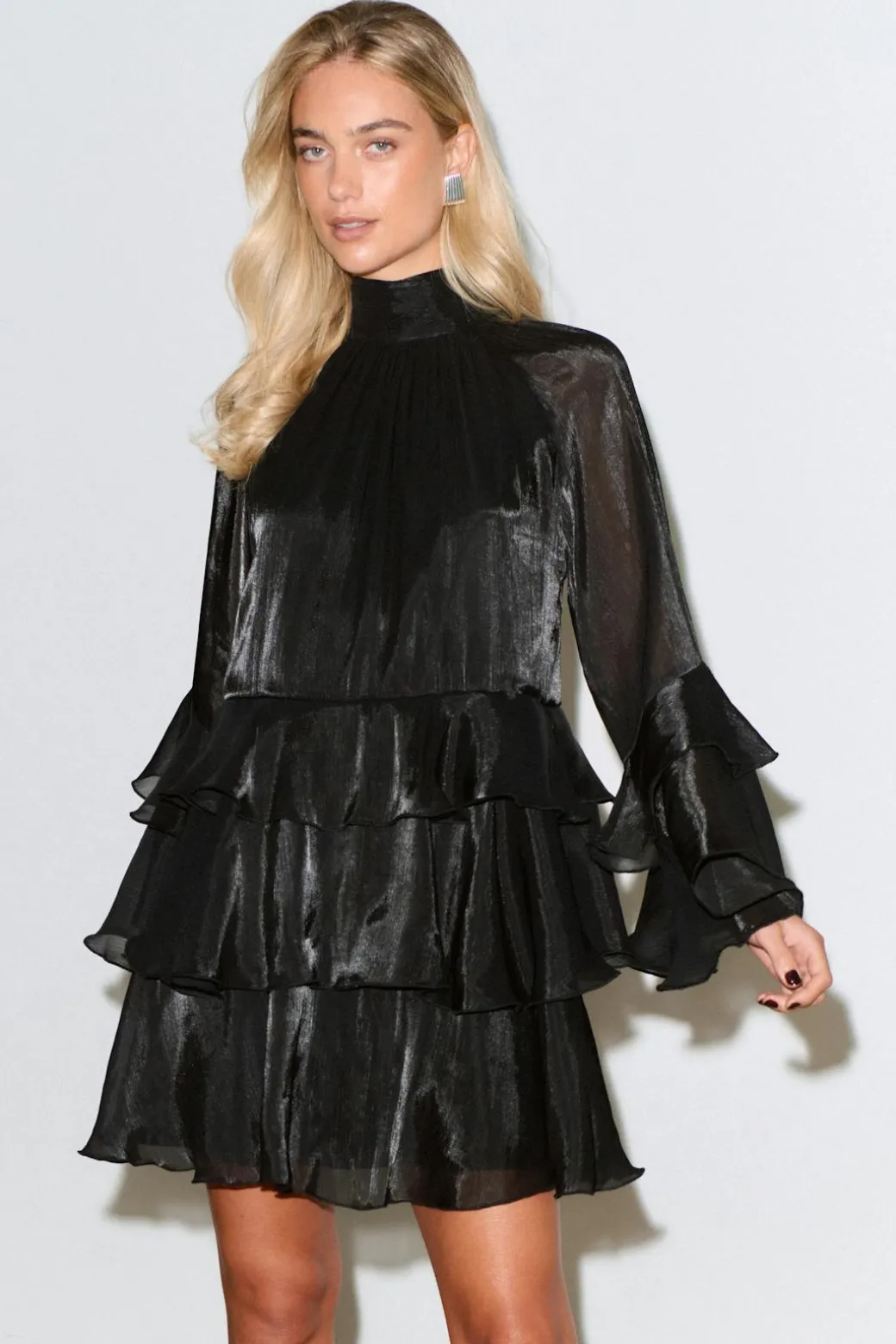 Flowy frill mini dress