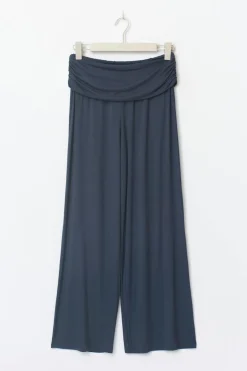 Folded wide yoga trousers