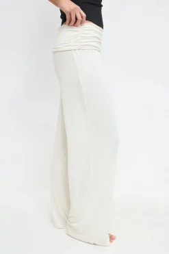 Folded wide yoga trousers