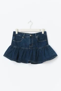 Frill denim skirt