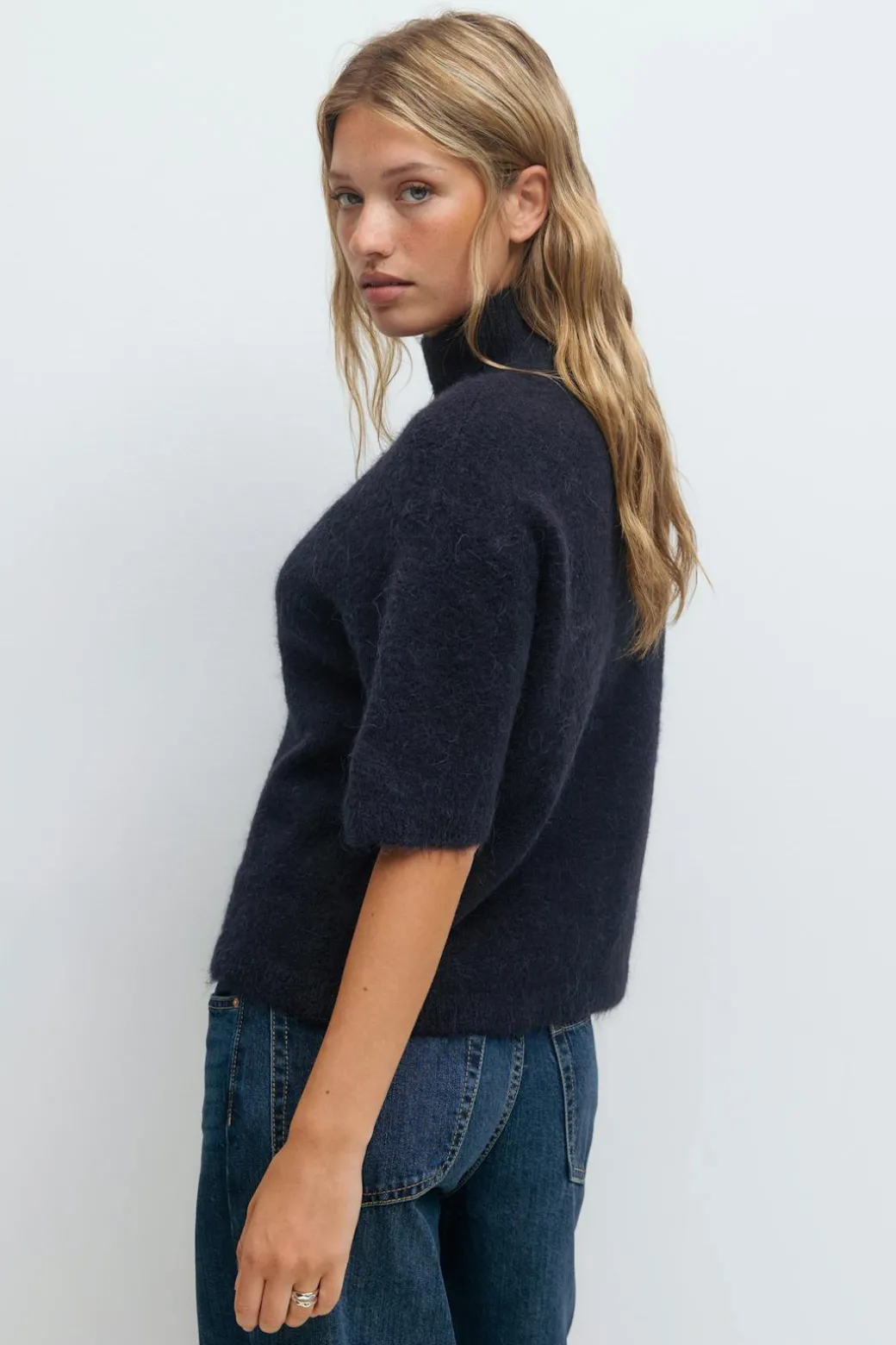 Funnel neck knitted top