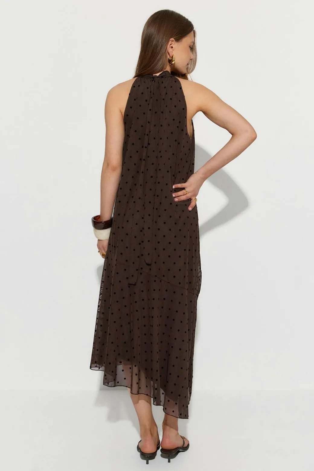 Halterneck asymmetric dress