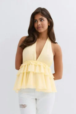 14+ halterneck frill top