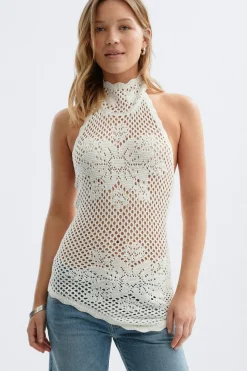 Halterneck knitted singlet