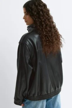 High neck pu jacket