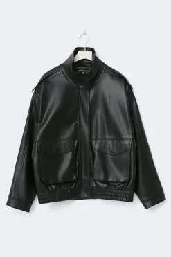 High neck pu jacket