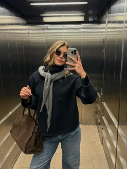High neck short felt jacket