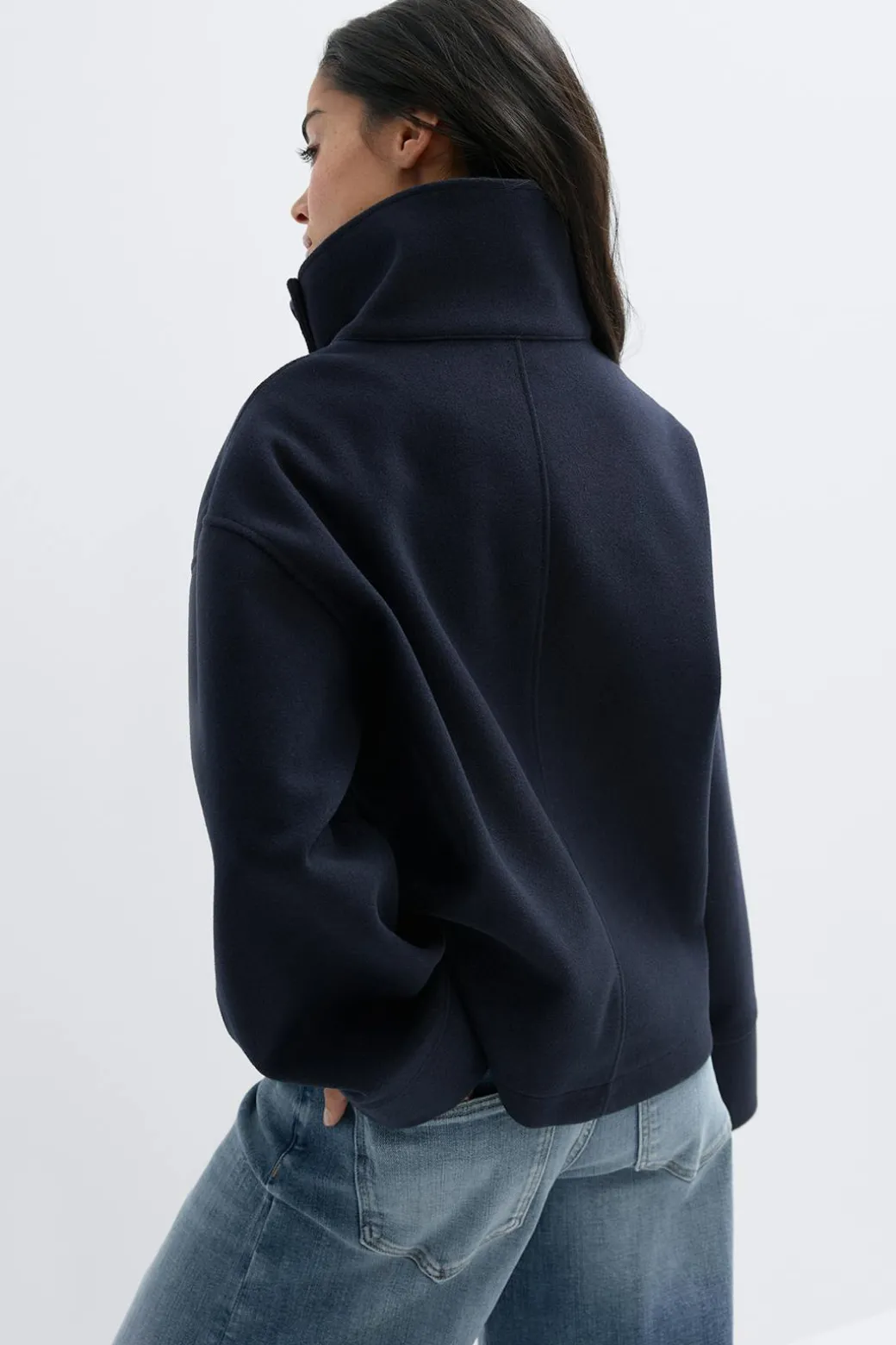 High neck short felt jacket