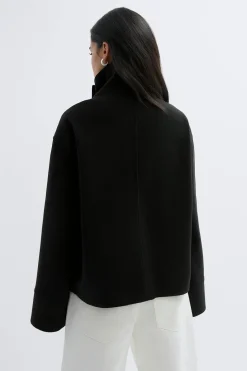 High neck short felt jacket