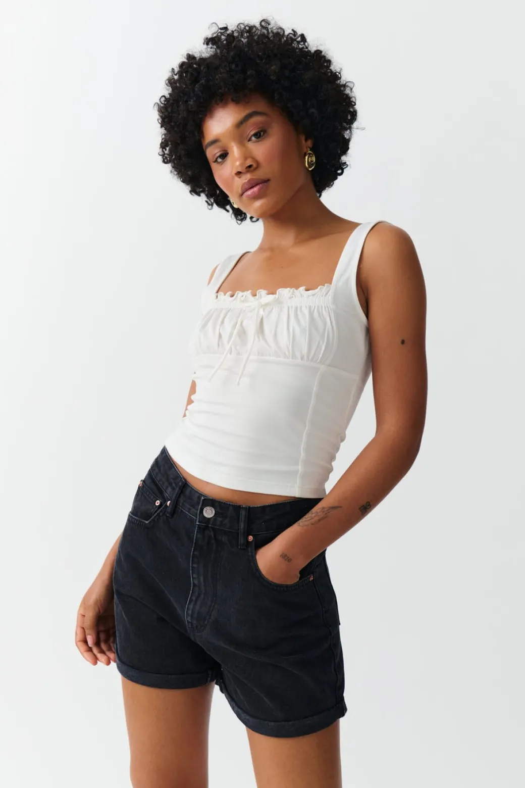 High waist denim shorts