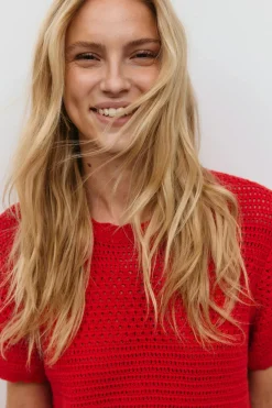 Knitted crochet t-shirt dress