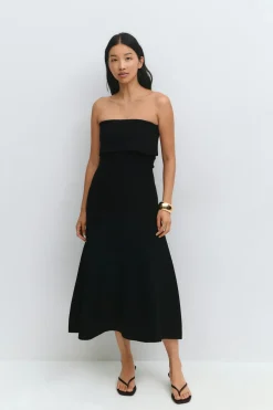 Knitted folded tube dress