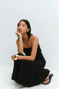 Knitted folded tube dress