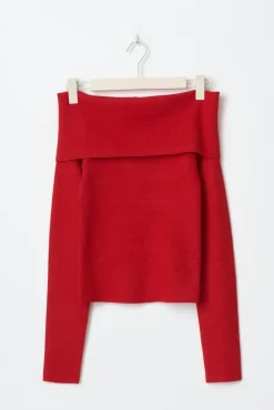 Knitted off shoulder top
