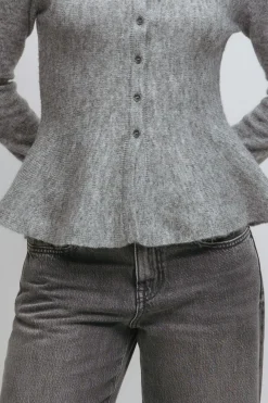 Knitted peplum cardigan