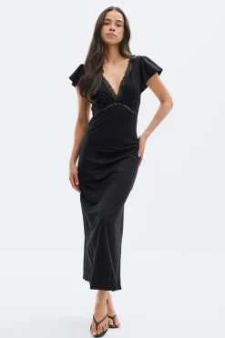 Lace detail midi dress