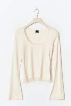 Lace detail scoop neck top