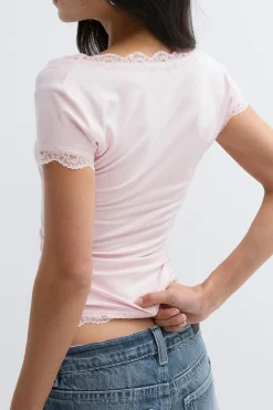Lace detail scoop neck top