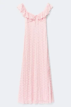 Lace frill maxi dress