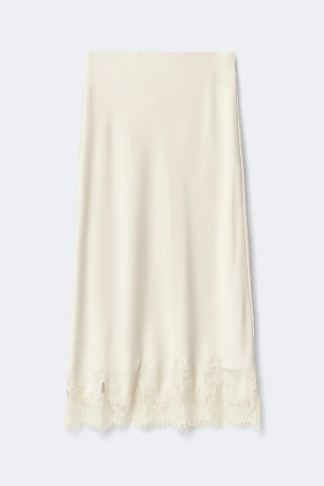 Lace satin midi skirt