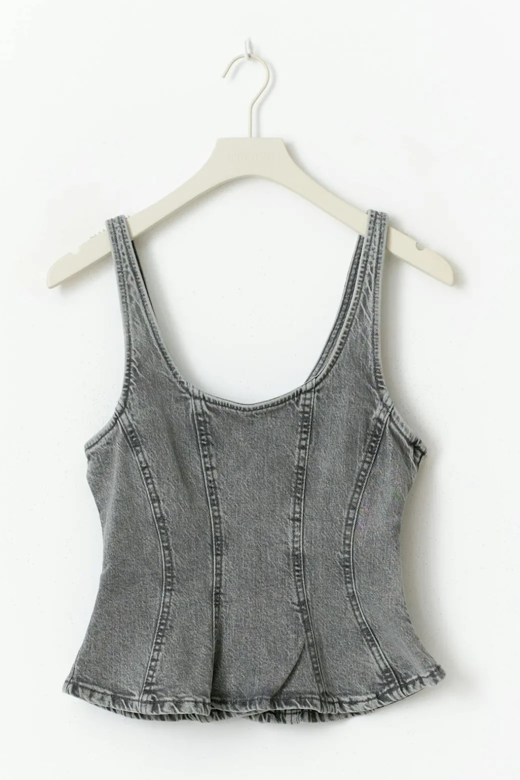 Lacing peplum denim top