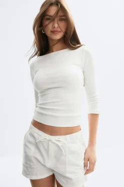 Linen blend mini cargo shorts