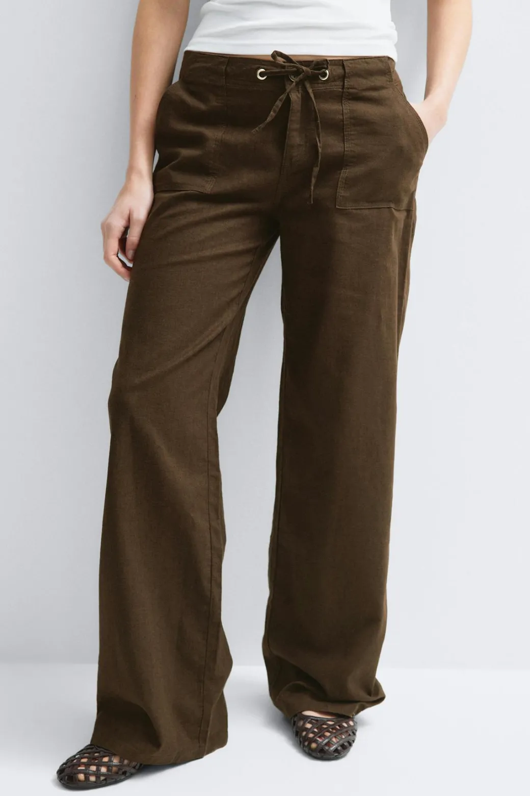 Linen blend trousers